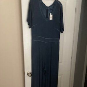 Brand New - Distressed Blue Denim Jumpsuit/Size 14-16